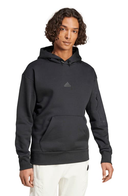 Shop Adidas Sportswear City Escape Oversize Fleece Hoodie In Black