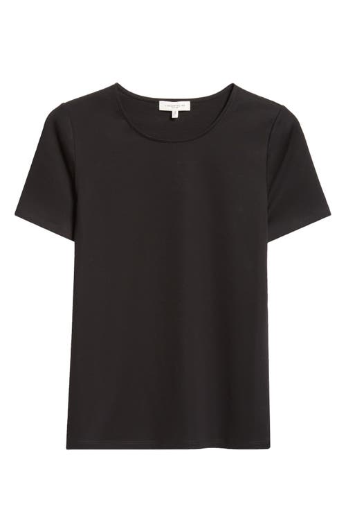 Shop Lafayette 148 New York Stretch Cotton Crewneck T-shirt In Black