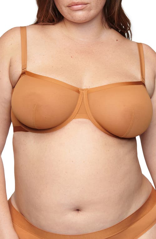 Shop Cuup The Balconette Mesh Underwire Bra In Caramel