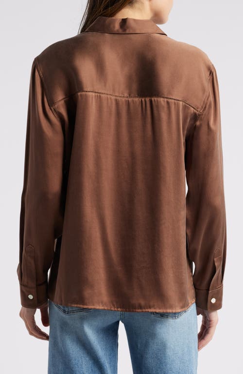 Shop Rails Oak Button-up Satin Shirt In Espresso