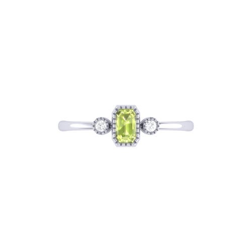 Shop Luvmyjewelry Emerald Cut Peridot & Diamond Birthstone Ring In White Gold