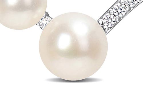 Shop Delmar 14k White Gold & Sterling Silver 7–7.5mm Cultured Freshwater Pearl & Lab Created White Sapphi In White/silver