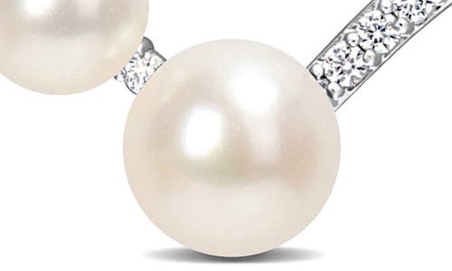 Delmar 14k White Gold & Sterling Silver 7–7.5mm Cultured Freshwater Pearl & Lab Created White Sapphi In White/silver