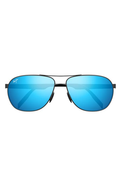 Maui Jim Castles 61mm PolarizedPlus2® Aviator Sunglasses<br /><br /> in Dark Ruthenium/Blue Hawaii 