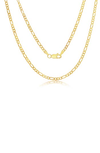 Simona Gold Plated Sterling Silver Figaro Chain Necklace In Gold