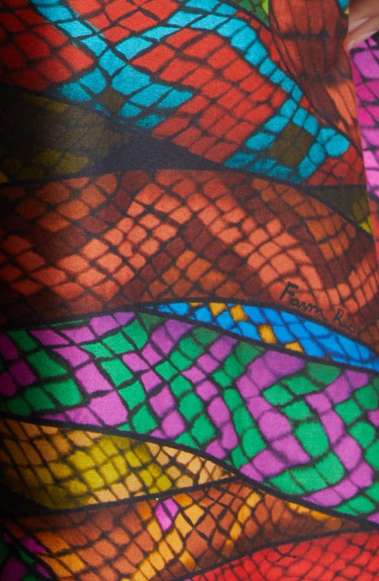 Shop Farm Rio Mirage Snake Print Cotton Side Tie Midi Skirt In Mirage Multicolor