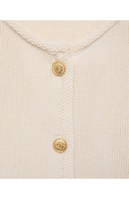 Shop Mango Crest Button Cardigan In Ecru