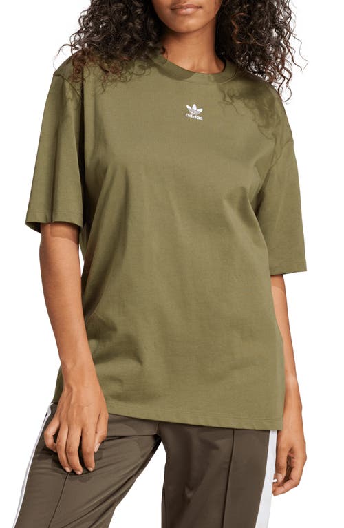 adidas Essentials Lifestyle Trefoil Logo Cotton T-Shirt in Olive Strata 