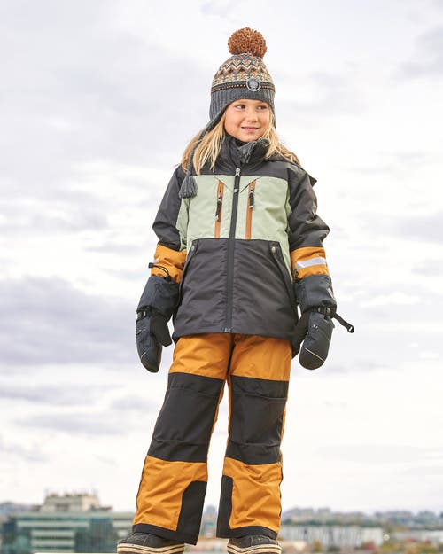 Shop Deux Par Deux Big Boy's Two Piece Technical Snowsuit Colorblock Black, Sage And Spice In Cathay Spice