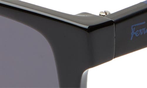 Shop Ferragamo 57mm Square Sunglasses In Black/blue