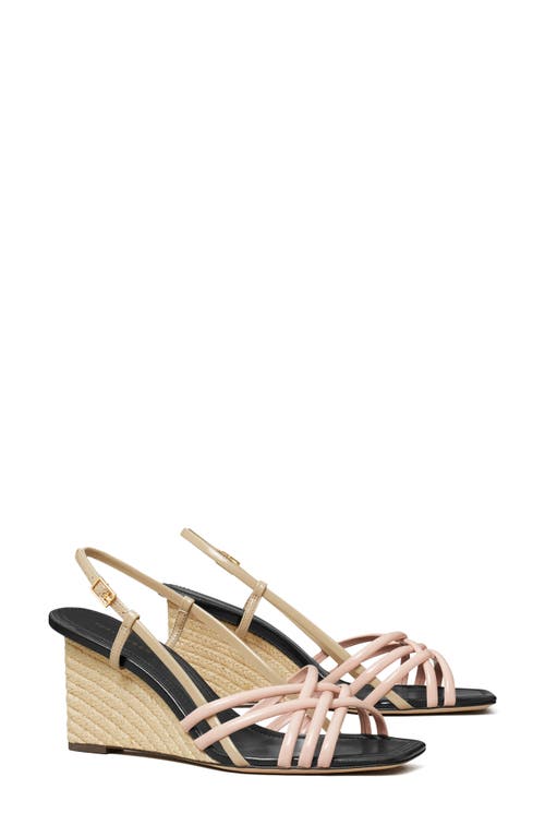 Tory Burch Metallic Wedge Espadrille Sandal in Pink Brick /Taupe /Coco at Nordstrom, Size 10