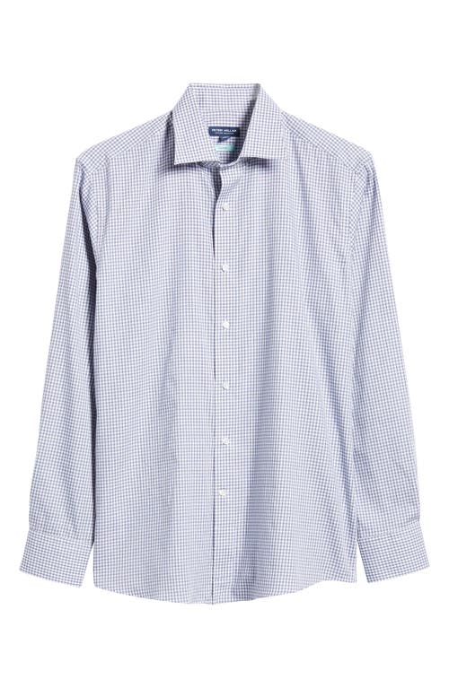 Renato Microcheck Button-Up Shirt in Atlantic Blue