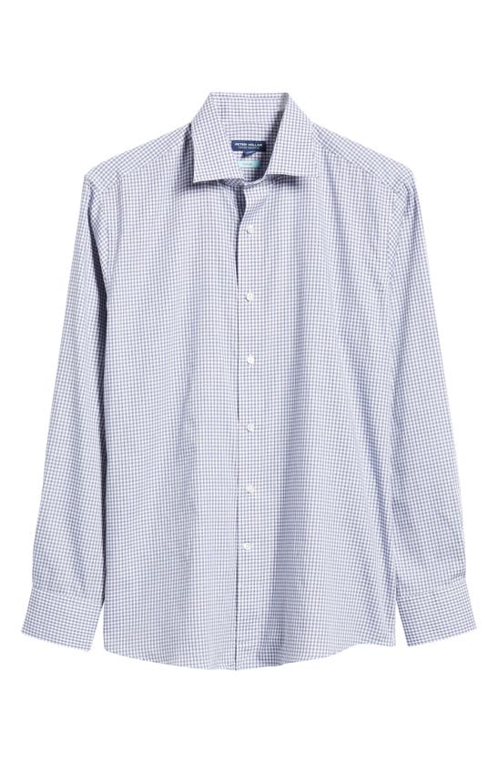 Shop Peter Millar Renato Microcheck Button-up Shirt In Atlantic Blue