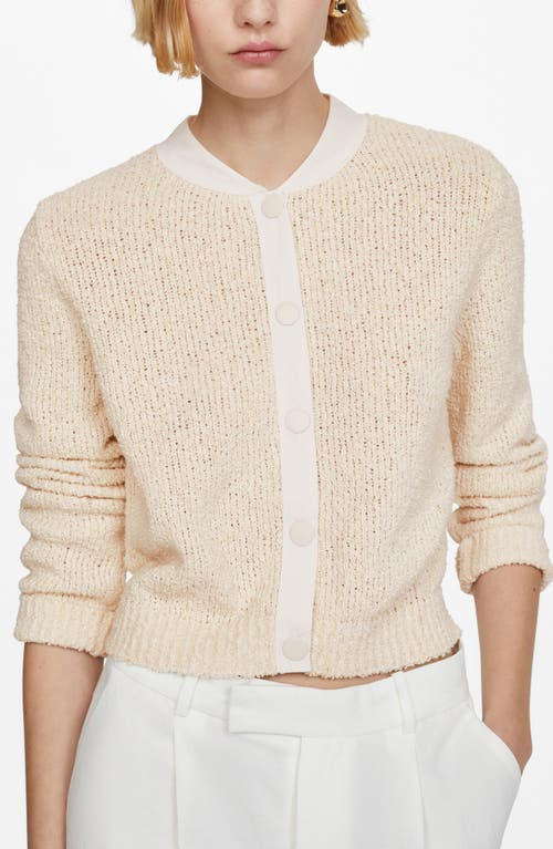 Shop Mango Bali Contrast Trim Cardigan In Natural White