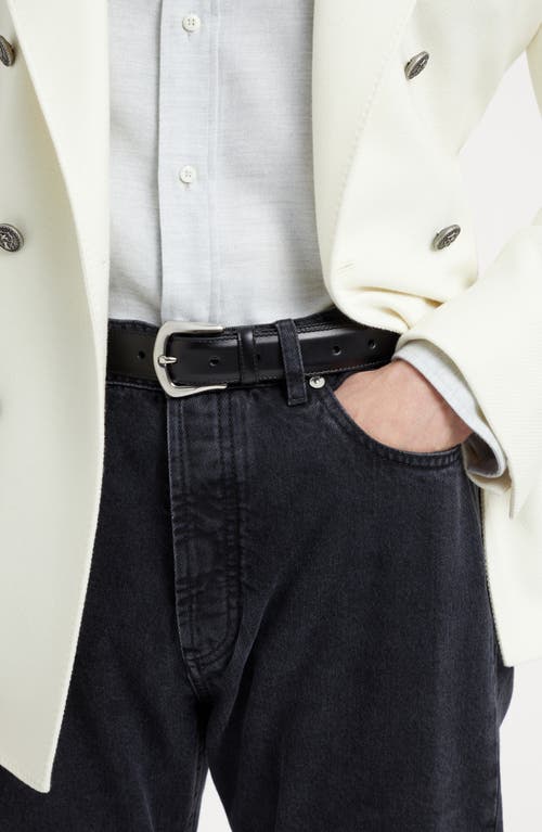 Shop Brunello Cucinelli Calfskin Belt In Black