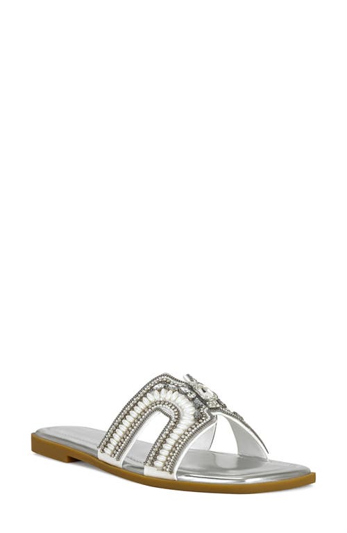 Madiha Embellished Slide Sandal in Silver