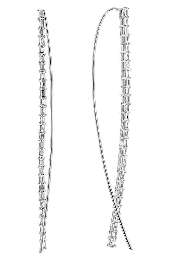 LANA LANA BAGUETTE NARROW DIAMOND THREADER EARRINGS
