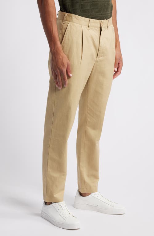 Shop Rails Hawthorne Pleated Cotton & Linen Chinos In Khaki