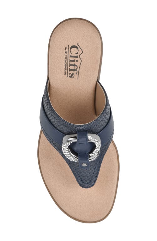 Cliffs By White Mountain Benedict Wedge Thong Sandal In Navy/woven