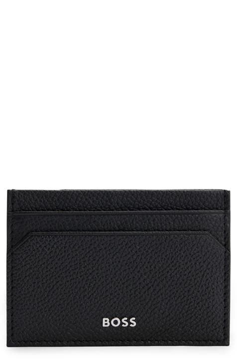 Goyard Flat Card Holder in Black Signature Coated Textile and Brown Calfskin