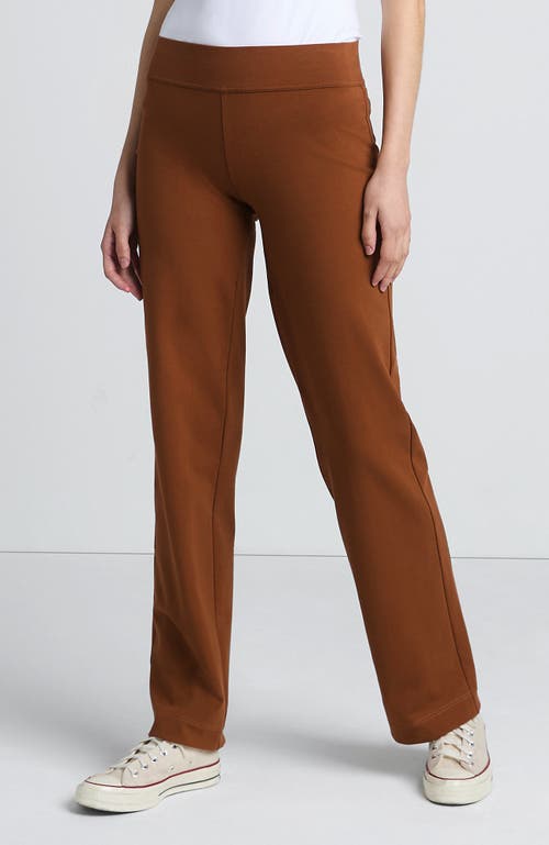 Shop Lands' End Starfish Mid Rise Straight Leg Pants In Dark Caramel