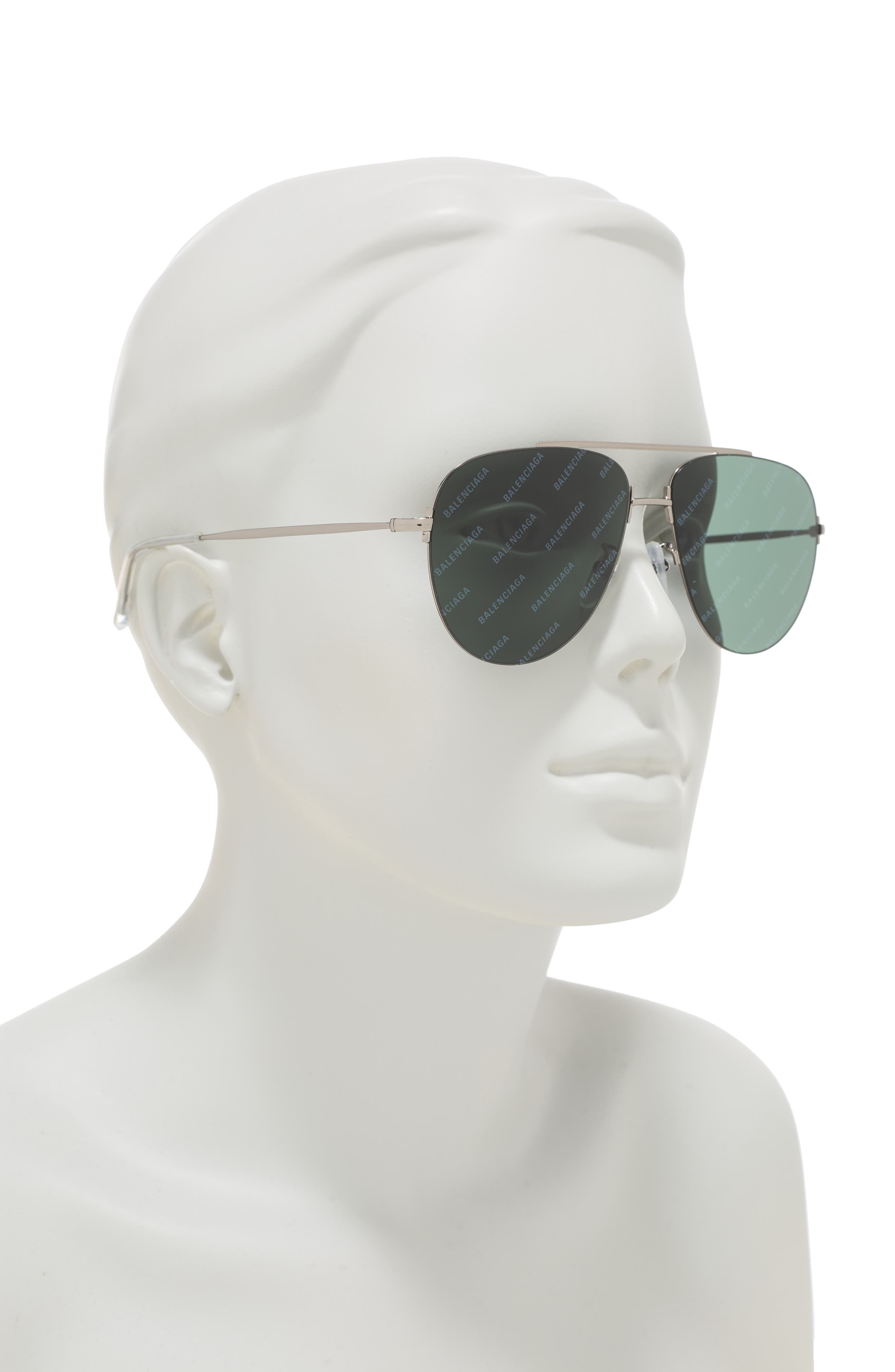 Balenciaga 59mm Core Aviator Sunglasses In Grey Grey Green