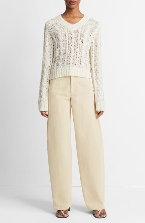 Vince Open Stitch Cable Sweater In Cream