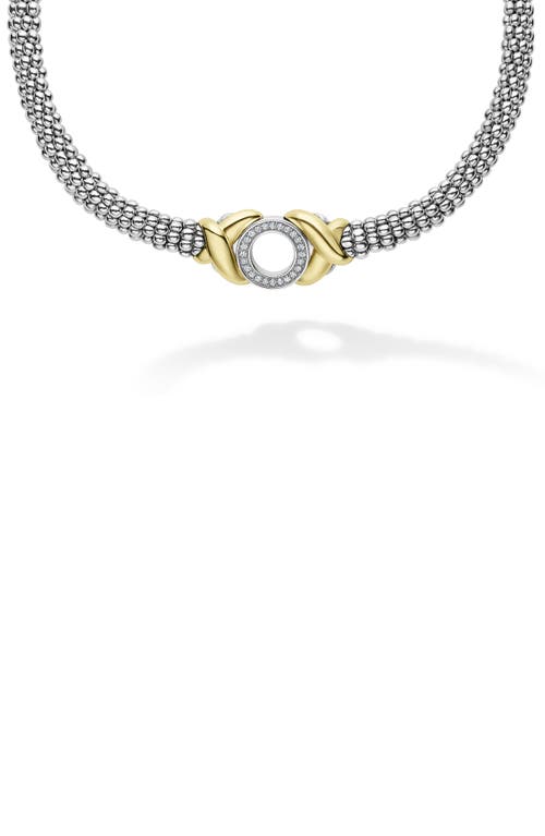 LAGOS Embrace Pavé Diamond Circle Caviar Necklace in Silver at Nordstrom