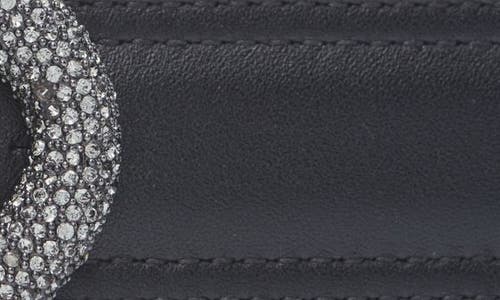 Shop Valentino Garavani The Bold Crystal Embellished Vlogo Leather Belt In 249 Nero/black Diamond