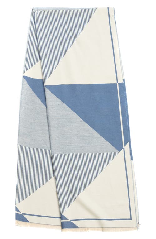 Saachi Mosaic Reversible Scarf In Blue/cream