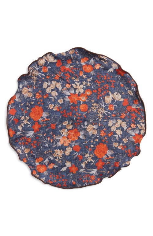 Shop Edward Armah Floral & Diamond Medallion Reversible Silk Pocket Circle In Denim