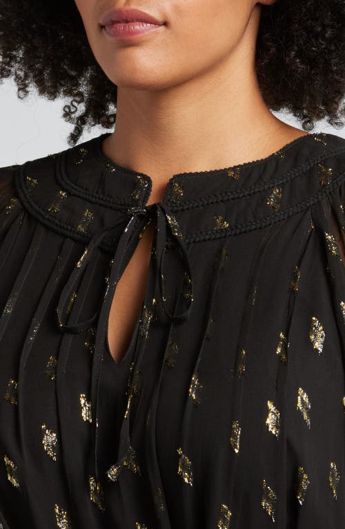 CIEBON CIEBON ELENA METALLIC LONG SLEEVE MAXI DRESS 