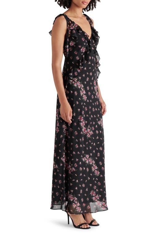 Shop Steve Madden Adalina Floral Ruffle Maxi Dress In Black Multi