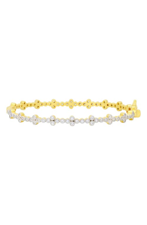 FREIDA ROTHMAN Clover Station Hinge Bangle in Gold And Silver 