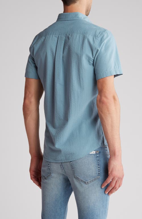 14th & Union Short Sleeve Seersucker Button-down Shirt In Blue Smoke