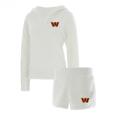 Women's Concepts Sport Cream Washington Commanders Fluffy Hoodie Top & Shorts Set