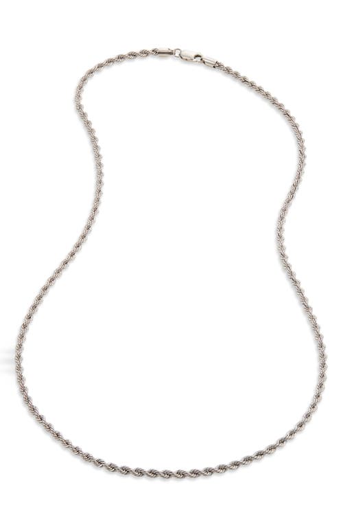 Sterling Silver Rope Chain Necklace in White
