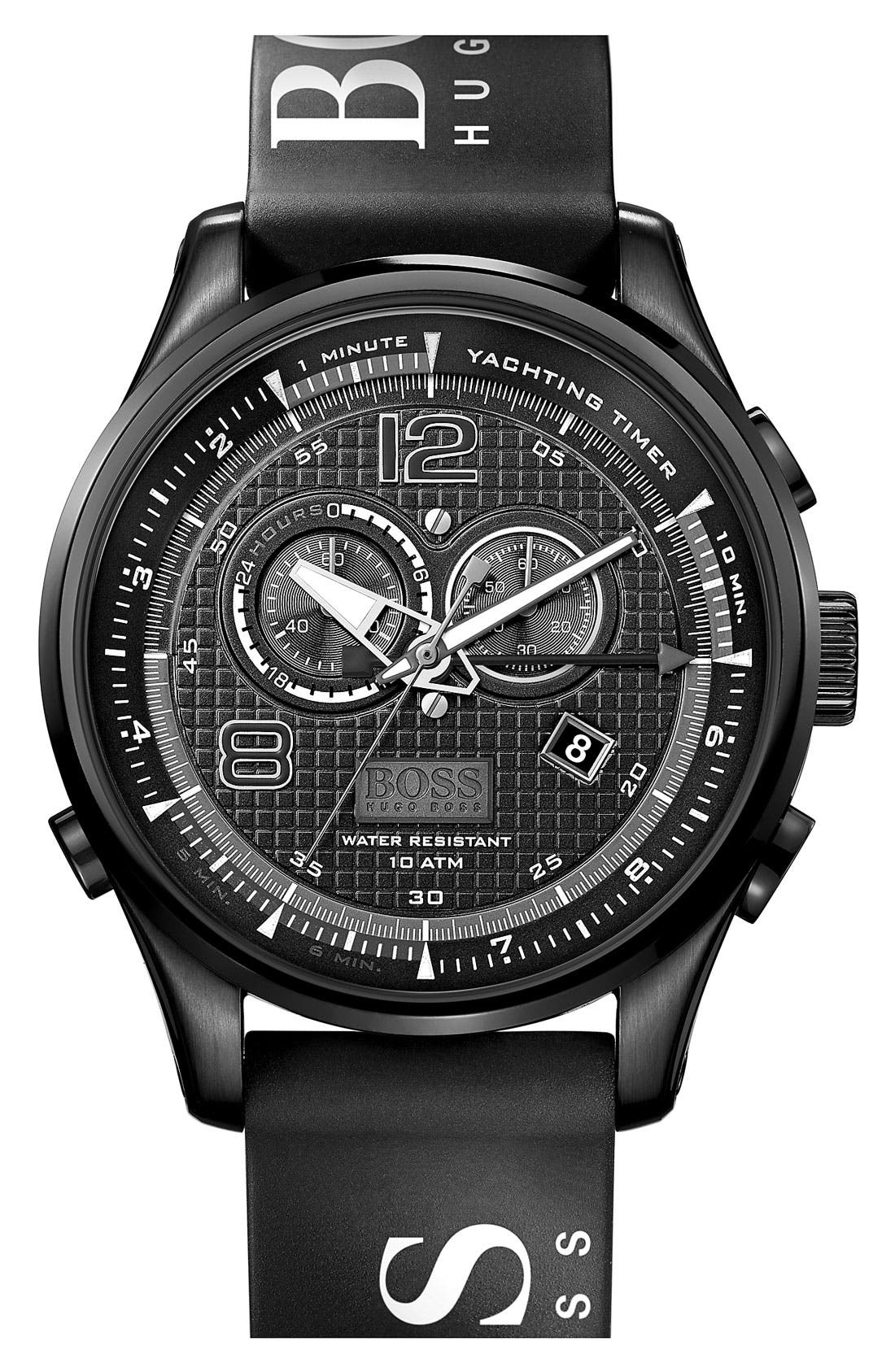 BOSS HUGO BOSS 'Iconic Regatta' Chronograph Silicone Strap Watch, 46mm |  Nordstrom