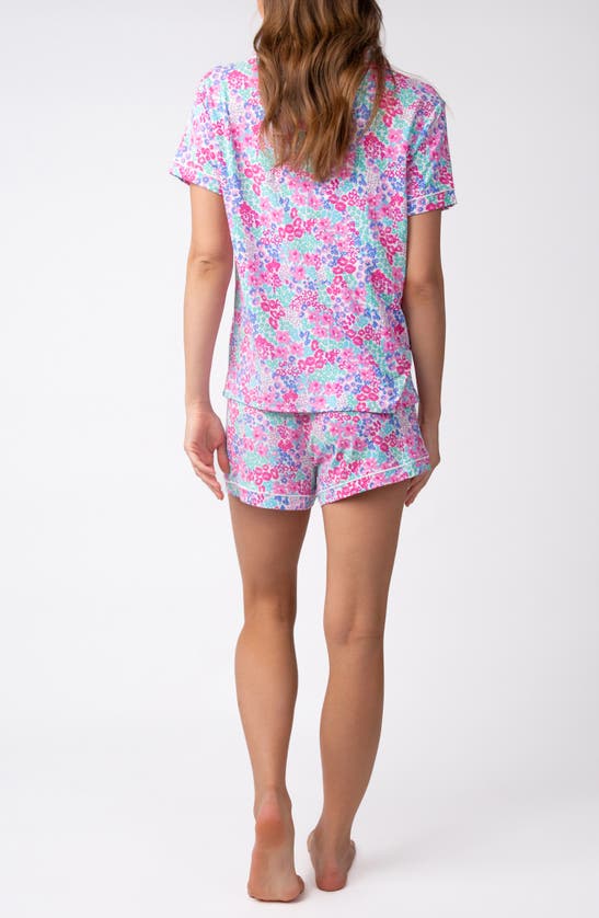 Shop Pj Salvage Beach Bou Jersey Short Pajamas With Headband In Pink/ivory Multi