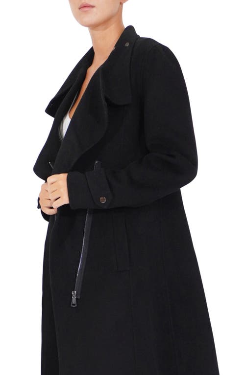 Shop Belle & Bloom Envy Me Asymmetric Zip Wool Blend Coat In Black