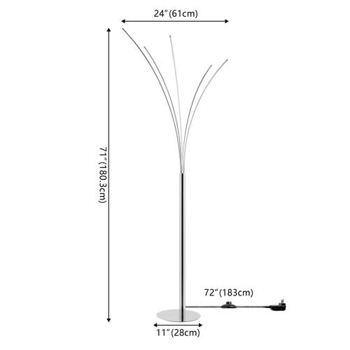 JONATHAN Y JONATHAN Y FUOCHI MODERN MINIMALIST METAL 5-BRANCH ARC DIMMABLE INTEGRATED LED FLOOR LAMP WITH REMOT