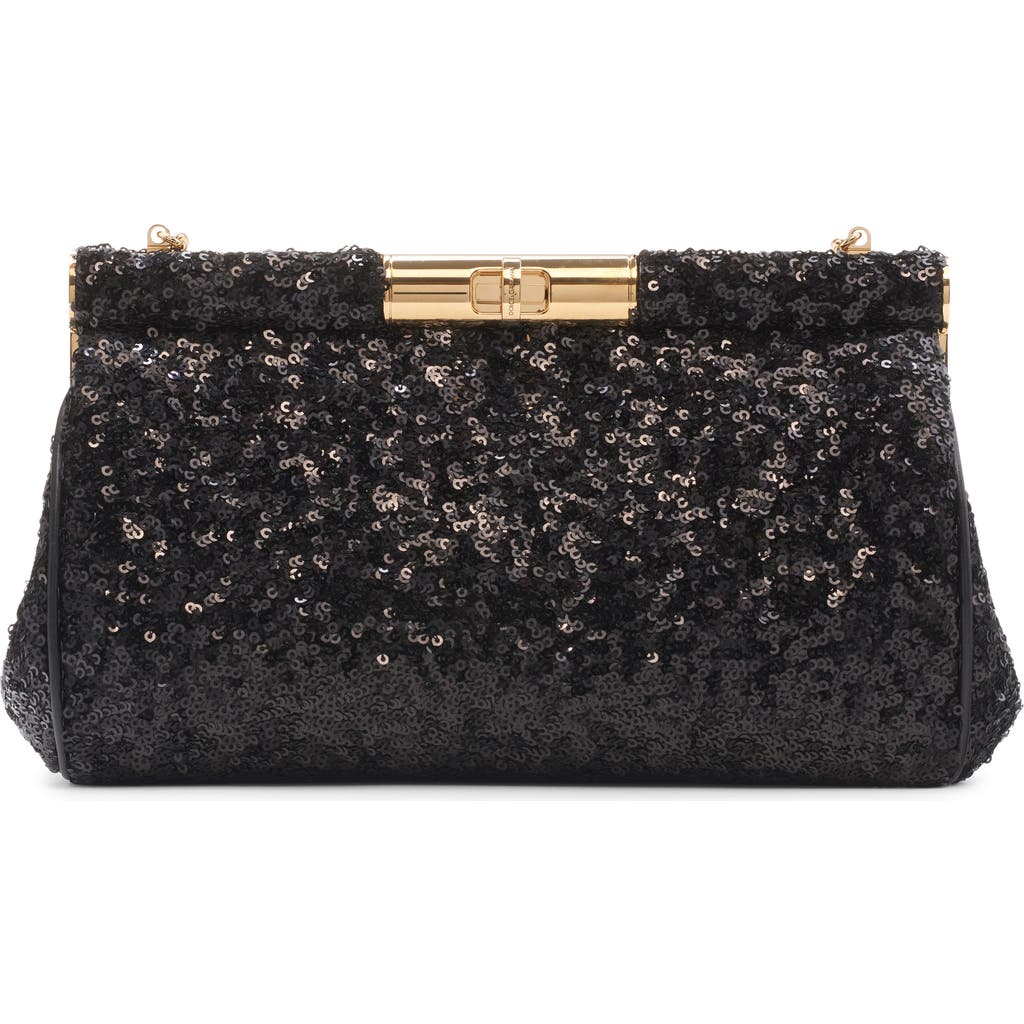 Dolce & Gabbana Medium Marlene Sequined Shoulder Bag In Black