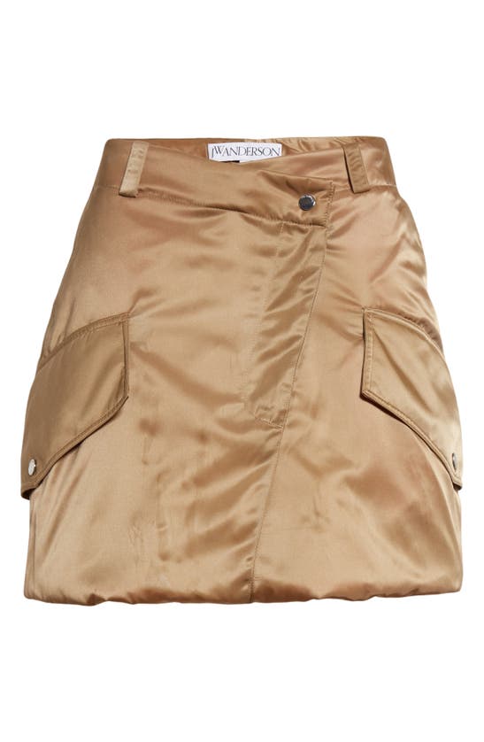 Shop Jw Anderson Padded Satin Cargo Miniskirt In Beige