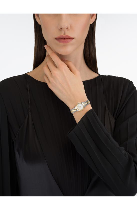Shop Ferragamo Duo Mini Diamond Bracelet Watch, 25mm In Two Tone