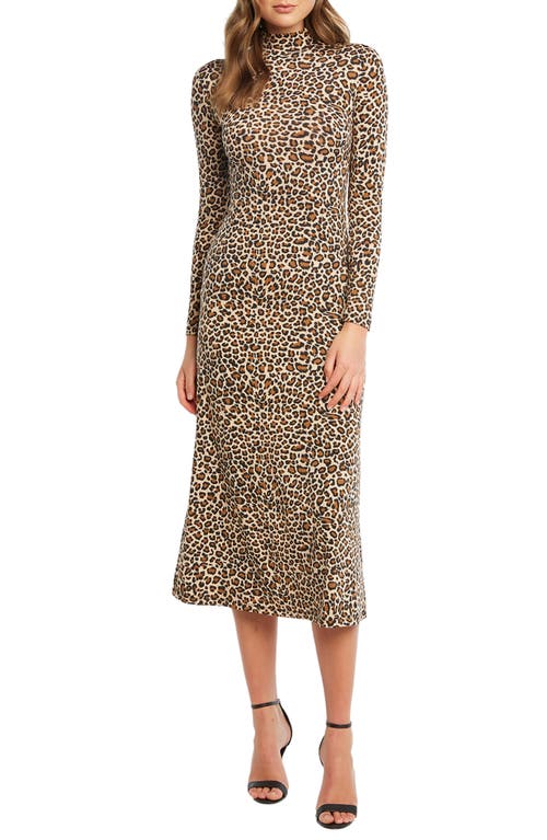 Leopard Long Sleeve Body-Con Midi Dress