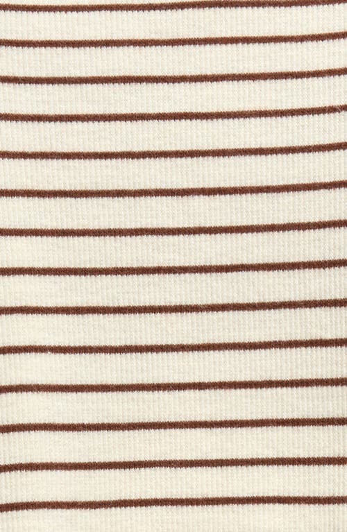 Shop Nordstrom Stripe Bodysuit & Convertible Footed Pants Set In Ivory Egret- Brown Stripe