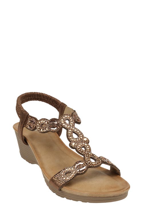 Good Choice New York Damaris Embellished Ankle Strap Wedge Sandal In Bronze