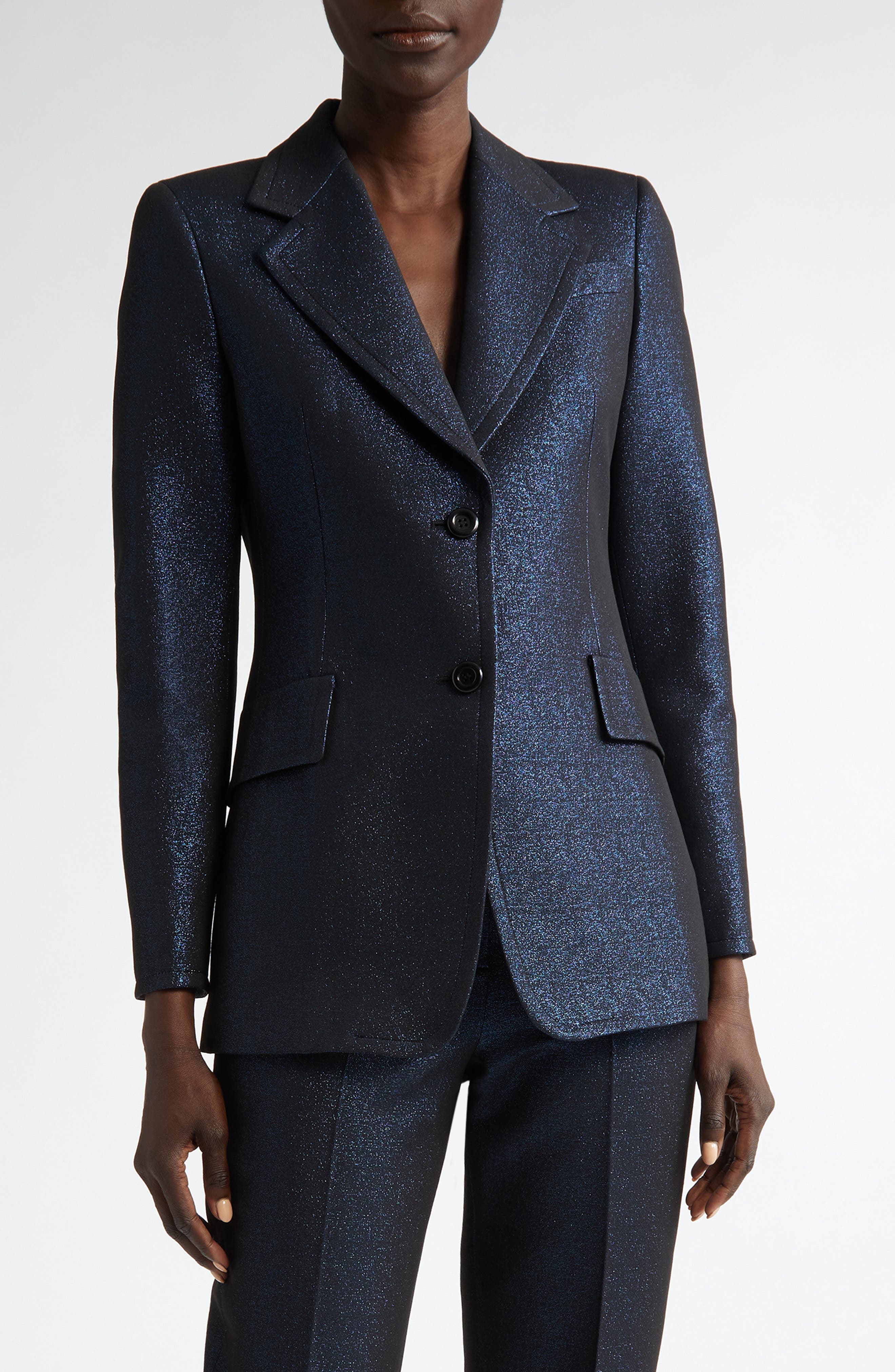 Akris punto Metallic Night Sky Boyfriend Blazer 