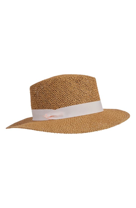 Bruno Magli Open Weave Ribbon Band Fedora Hat In Brown ModeSens