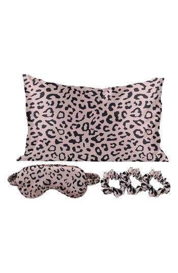 Luxury Home Satin Sleep 5-piece Set In Leopard